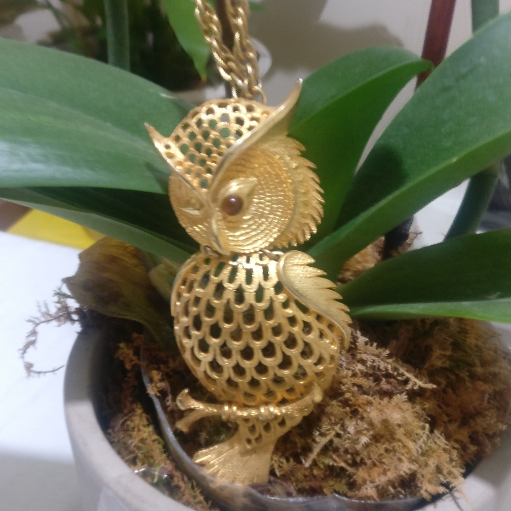 "Blinking"Owl Statement Necklace